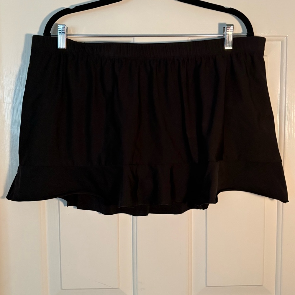 Aqua Green Black Ruffled Hem Swim Skirt - Size 20W/22W